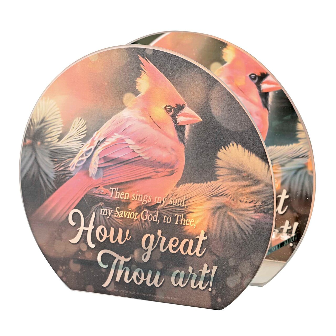 Edge Collection - 8" x 7" - Red - Cardinal-Themed Tealight Holder with Hymn Lyrics - 1 Piece